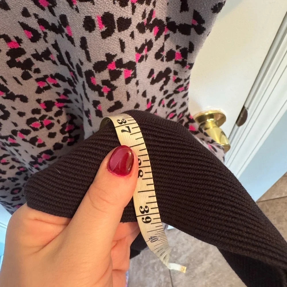 Kate Spade Gray and Pink Leopard Print Sweater Dress